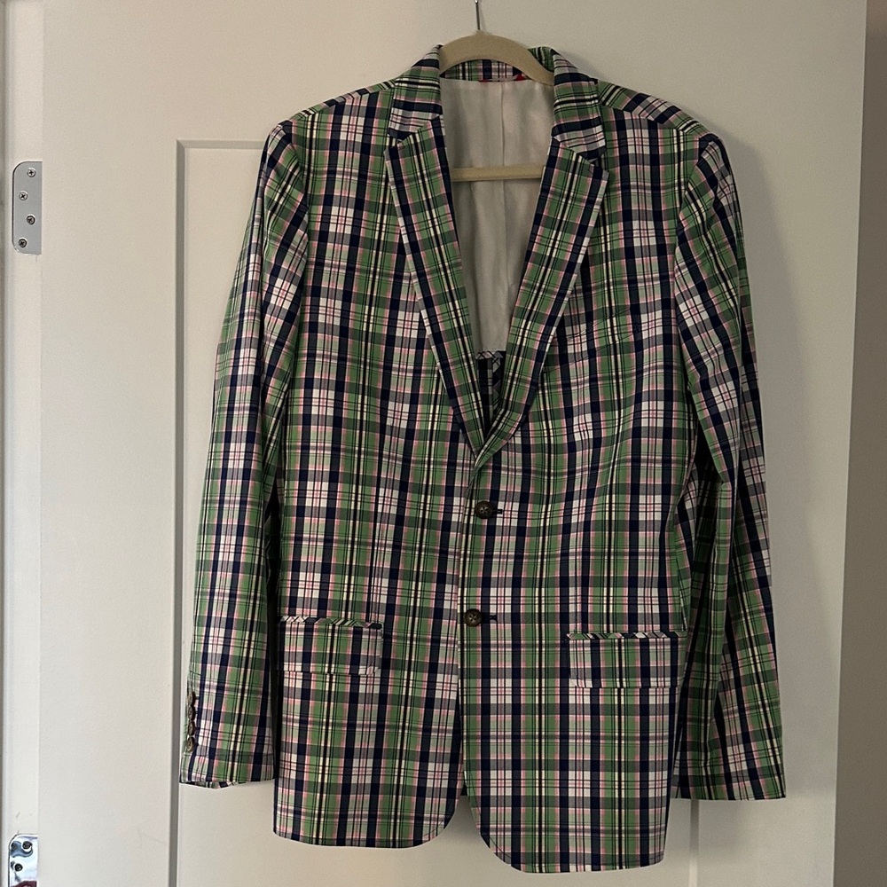 Izod Green and Blue Plaid Men's Blazer